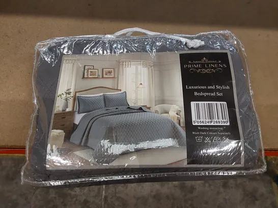 BAGGED ABBATE MICROFIBRE BEDSPREAD SET IN GREY - SINGLE (1 ITEM)