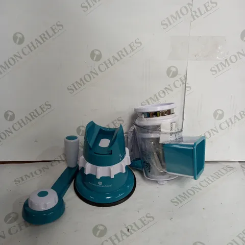 COOK'S ESSENTIALS SPEED GRATER & SLICER WITH SUCTION BASE IN TEAL