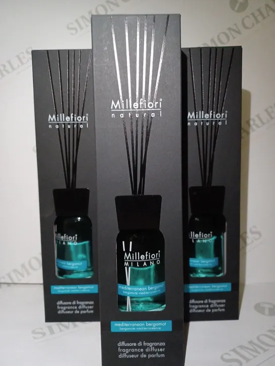 LOT OF 3 X 100ML MILLEFIORI MILANO ROOM FRAGRANCE DIFFUSERS - MEDITERRANEAN BERGAMOT 