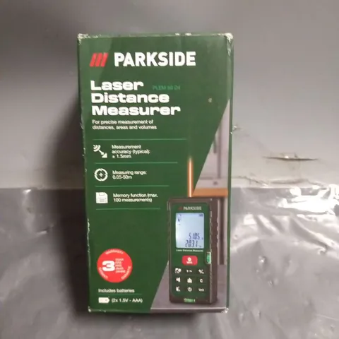 THREE BOXED PARKSIDE LASER DISTANCE MEASURER PLEM50 D4