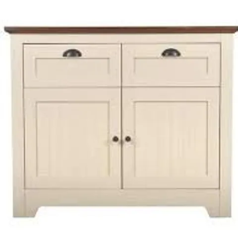 BOXED DEVON COMPACT SIDEBOARD IVORY/WALNUT (1 BOX)