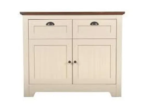 BOXED DEVON COMPACT SIDEBOARD IVORY/WALNUT (1 BOX)