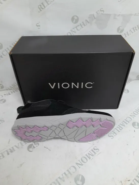 BOXED PAIR OF VIONIC BLACK MESH TRAINER SIZE 7 