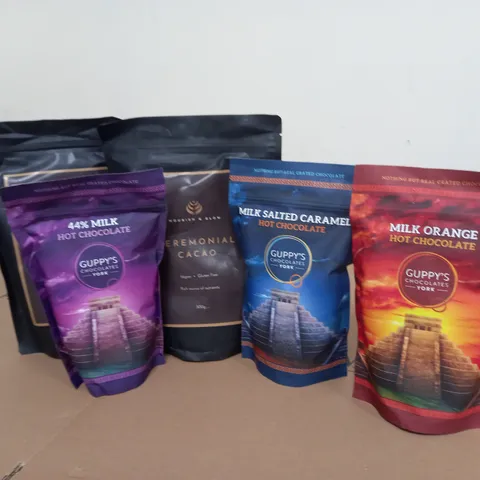 LOT OF 5 BAGS OF HOT CHOCOLATE TO INCLUDE GUPPY'S OF YORK ASSORTED FLAVOURS