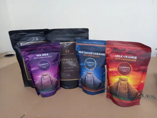 LOT OF 5 BAGS OF HOT CHOCOLATE TO INCLUDE GUPPY'S OF YORK ASSORTED FLAVOURS