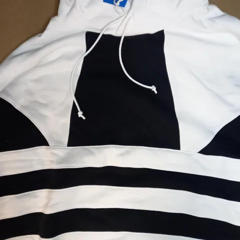 ADIDAS LOGO HOODIE IN BLACK/WHITE UK SIZE 10