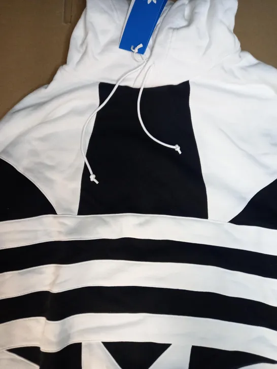 ADIDAS LOGO HOODIE IN BLACK/WHITE UK SIZE 10