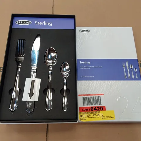 BOXED STELLAR STERLING 24 PIECE STAINLESS STEEL CUTLERY SET - SERVICE FOR 8 (1 BOX)