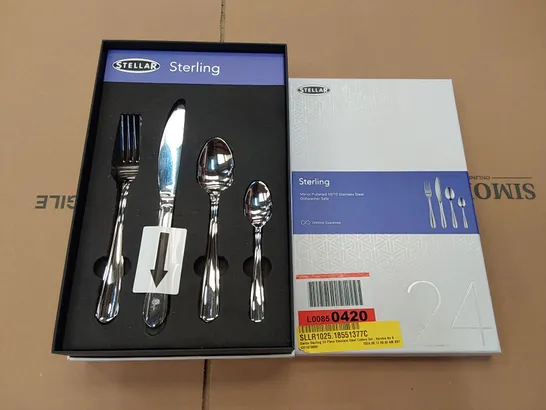 BOXED STELLAR STERLING 24 PIECE STAINLESS STEEL CUTLERY SET - SERVICE FOR 8 (1 BOX)