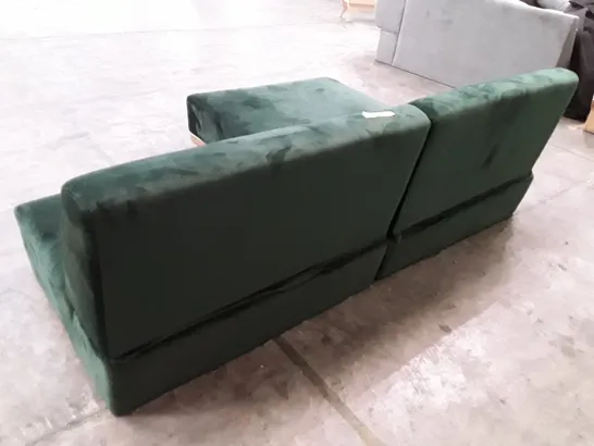 QUALITY DESIGNER DEIONDRE CORNER SOFA - DARK GREEN VELVET 