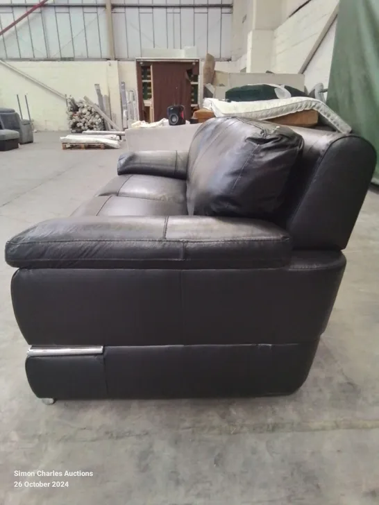 QUALITY DESIGNER PRIMO LEATHER BLACK 2 SEATER SOFABED 