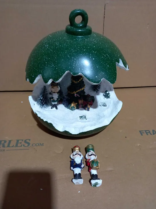 SANTAS EXPRESS PRE-LIT SPHERE WITH CHRISTMAS CHARACTER SCENE