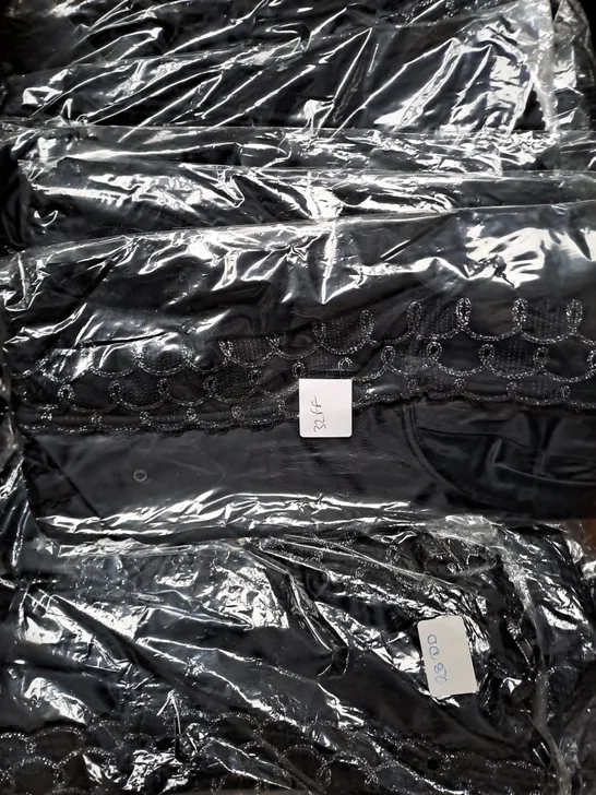 BOX OF APPROXIMATELY 30 ASSORTED WOMEN'S LACY BLACK CLOTHING ITEMS IN VARIOUS SIZES - COLLECTION ONLY