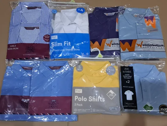 LOT OF APPROXIMATELY 60 ASSORTED PACKS OF SCHOOL POLO SHIRTS AND BLOUSES IN VARIOUS SIZES