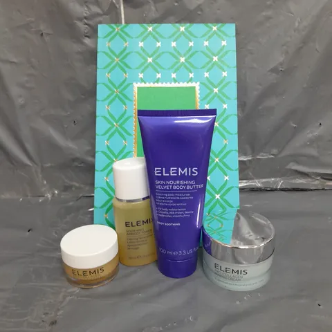 ELEMIS X4 ASSORTED COSMETIC PRODUCTS WITH GIFT BOX TO INCLUDE - PRO-COLLAGEN MARINE CREAM - SOOTHING APRICOT TONER - SKIN NOURISHING VELVET BODY BUTTER - ETC