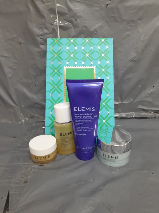 ELEMIS X4 ASSORTED COSMETIC PRODUCTS WITH GIFT BOX TO INCLUDE - PRO-COLLAGEN MARINE CREAM - SOOTHING APRICOT TONER - SKIN NOURISHING VELVET BODY BUTTER - ETC