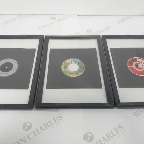 3 FRAMED 7" SINGLES. THE TEARJERKS, ROXY MUSIC AND BARRY ST JOHN