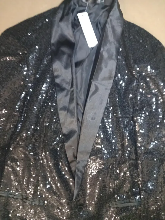 TIA BING SEQUIN BLAZER IN BLACK SIZE L