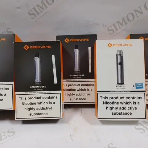 BOX OF 5 ASSORTED GEEKVAPE SYSTEMS TO INCLUDE GEEKVAPE H45, GEEKVAPE ONE, WENAX H1