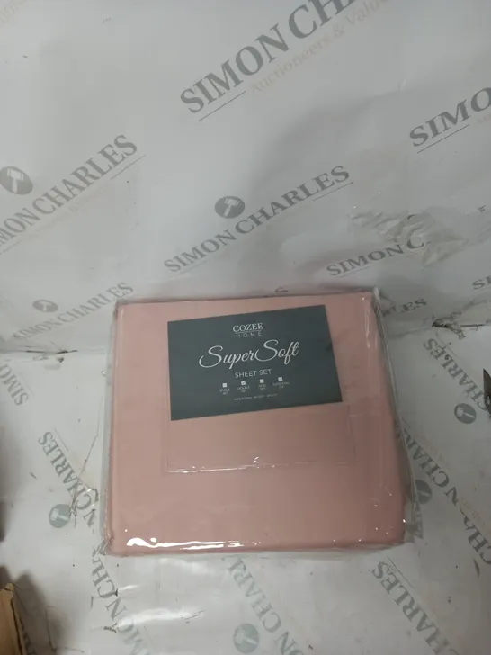 SUPERSOFT BY COZEE HOME FIITTED SHEETS IN ROSE SMOKE - DOUBLE 