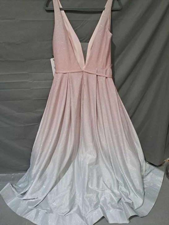 TIFFANY'S PROM ALISON PALE PINK GLITTER DETAIL FULL SKIRT DRESS SIZE 14