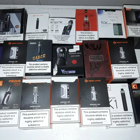 LOT OF 19 ASSORTED E-CIGS TO INCLUDE GEEK VAPE AND IJOY