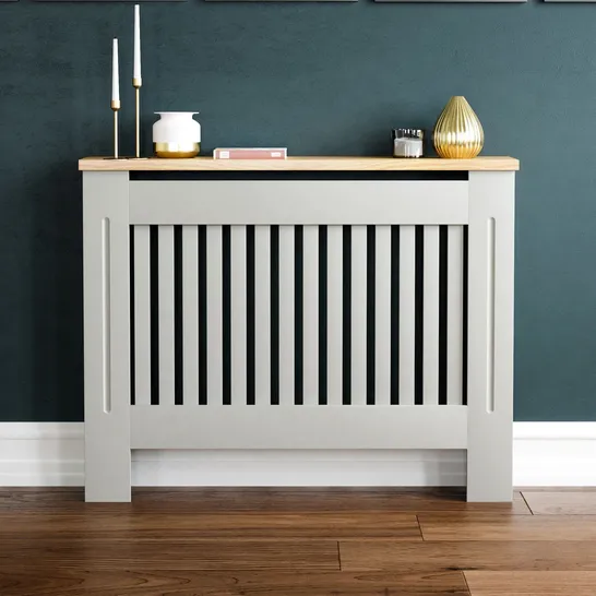 BOXED BEACSFIELD RADIATOR COVER SMALL, GREY & OAK (1 BOX)