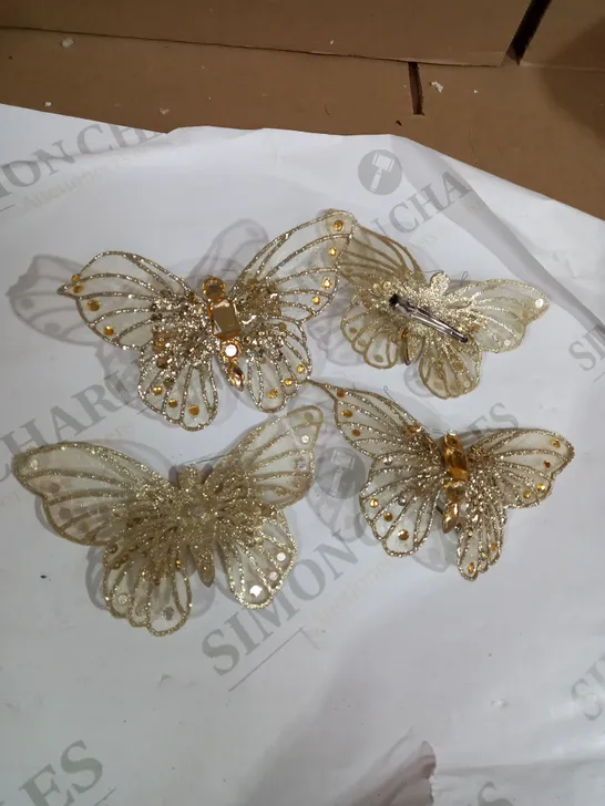 SET OF GOLDEN GLITTER BUTTERFLIES