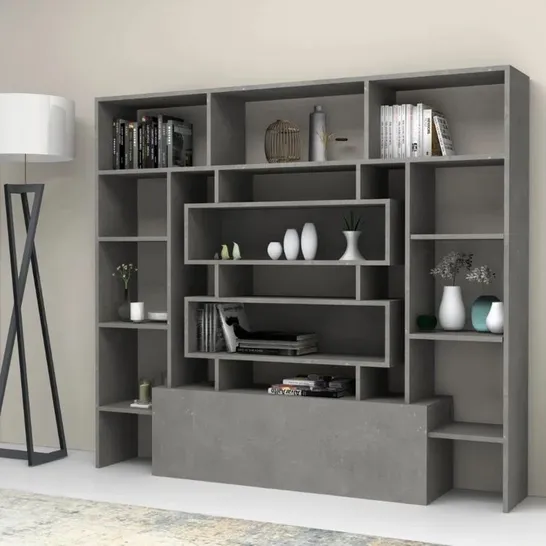 BOXED AMILLIONA 160CM H X 180CM W GEOMETRIC BOOKCASE (2 BOXES)