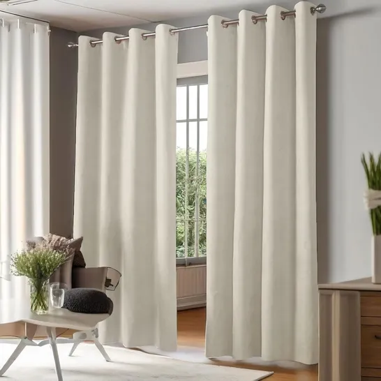 BAGGED ROOM DARKENING EYELET CURTAINS 