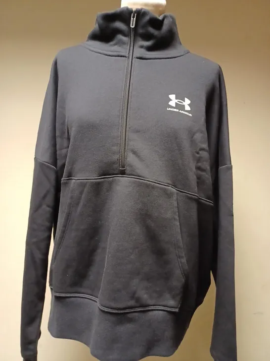 UNDER ARMOUR HALF ZIPPED TURTLE NECK LONG SLEEVED FLEECE - BLACK (XL UK)