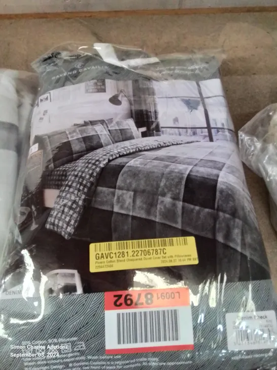 BAGGED PINERO COTTON BLEND CHEQUERED DUVET COVER SET WITH PILLOWCASES 