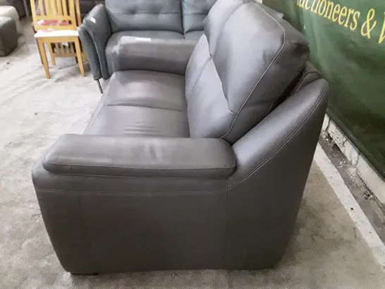 QUALITY ITALIAN DESIGNER PARMA NEW LOVESEAT - DARK GREY LEATHER 