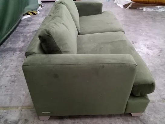 QUALITY THE LOUNGE CO DESIGNER 3 SEATER DBL SOFA - GREEN FABRIC