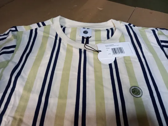 PRETTY GREEN CAPELLA VERTICAL STRIPE T-SHIRT - STONE - XL