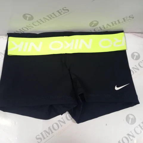 NIKE PRO BLACK AND GREEN SHORTS WOMEN SIZE S 