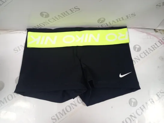 NIKE PRO BLACK AND GREEN SHORTS WOMEN SIZE S 