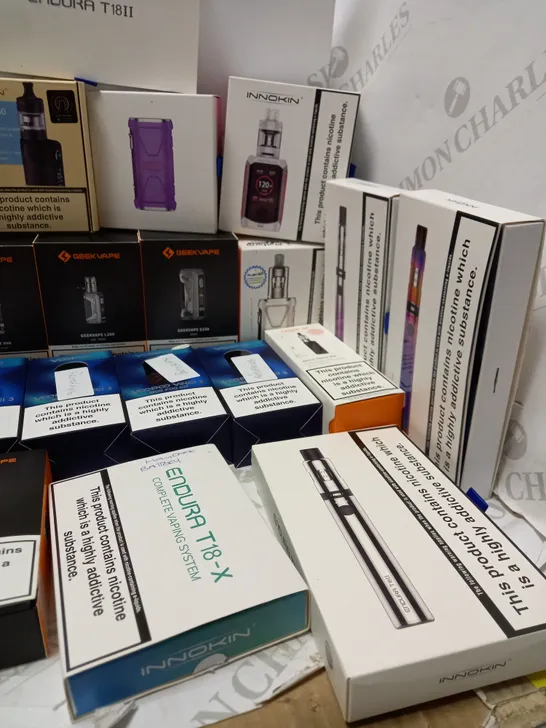 LOT OF APPROX 29 TO INCLUDE GEEKVAPE L200 , ENDURA T18II , INNOKIN COOL FIRE Z60 , INNOKIN ENDURA T18-X VAPING SYSTEM , ETC