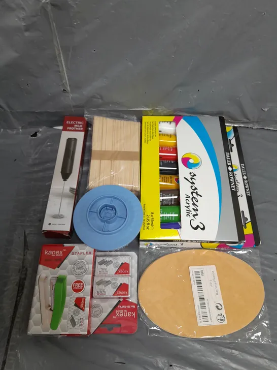 APROXIMATELY 15 ASSORTED HOUSEHOLD ITEMS TO INCLUDE CUTTING WHEEL , PAINT , ETC 