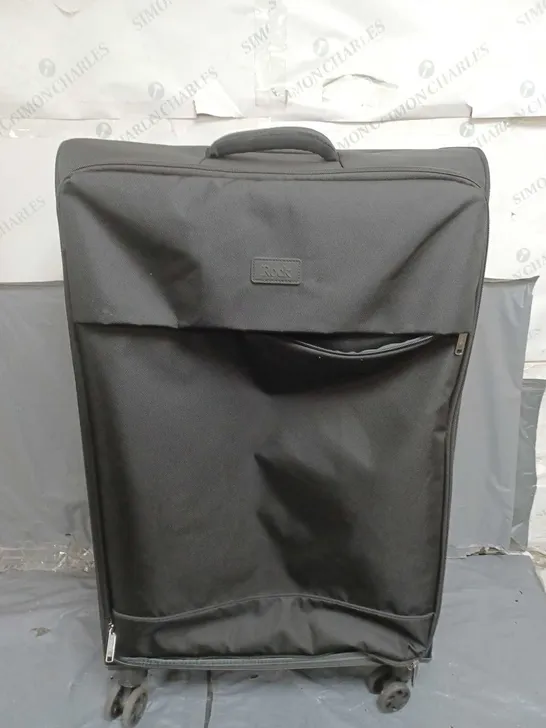 ROCK PARIS 8 WHEEL SOFTSHELL LIGHTWEIGHT LARGE SUITCASE WITH LOCK -BLACK