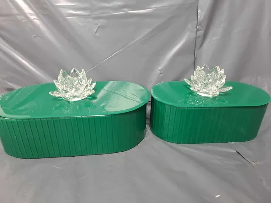 SET OF 2 UNBRANDED PADDED STORAGE CONTAINERS IN GREEN