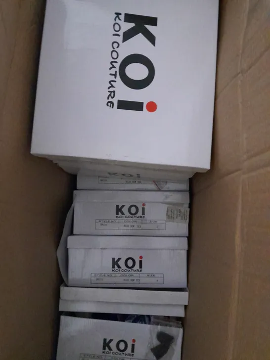 APPROXIMATELY 10 BOXED PAIRS OF KOI WEDGE SHOES IN VARIOUS SIZES TO INCLUDE SIZE 6