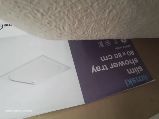 PALLET OF ASSORTED BOXED BATHROOM ITEMS, INCLUDING, SHOWER BATH, BELOYA 40CM FIXED PANEL, 1200mm SLIDING SHOWER DOOR, SLIM SHOWER TRAY.