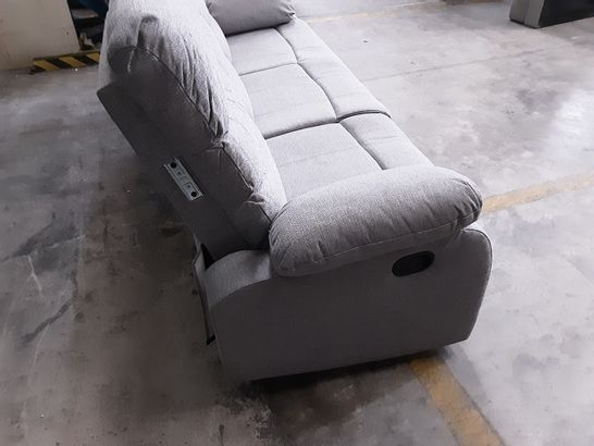 DESIGNER GREY FABRIC 3-SEATER MANUAL RECLINE SOFA - MISSING ONE SIDE PIECE