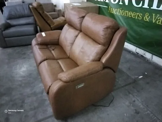 QUALITY BRITISH DESIGNER G PLAN KINGSBURY 2 SEATER ELECTRIC RECLINER DALLAS TAN LEATHER