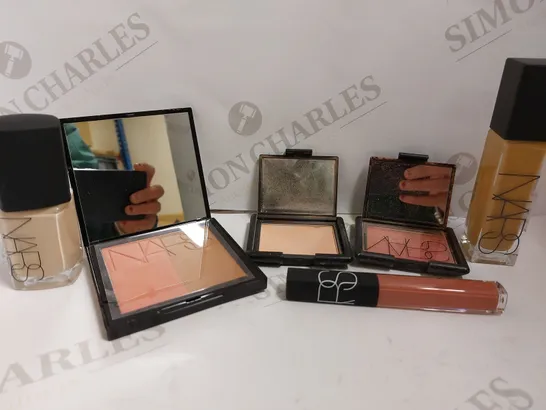 APPROX 6 NARS ITEMS TO INCLUDE SHEER GLOW FOUNDATION, NATURAL RADIENT LONGWEAR FOUNDATION, CLAUDETTE BLUSH PALETTE