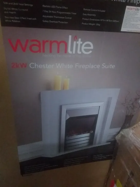 BOXED CHESTER 2KW FIREPLACE SUITE WHITE