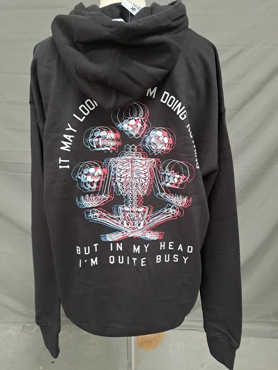 RATCHET SKELETON MEDITATION GLITCH HOODIE IN BLACK SIZE MEDIUM