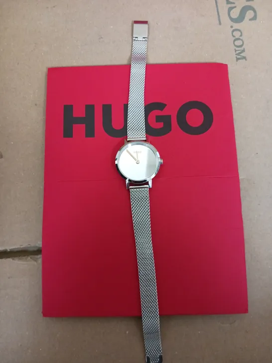 HUGO CHERISH SILVER DIAL STAINLESS STEEL MESH BRACELET WATCH RRP £119