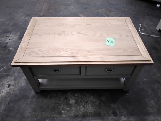 QUALITY HAMPTON SOFT GREY COFFEE TABLE WITH DRAWERS OAK EFFECT